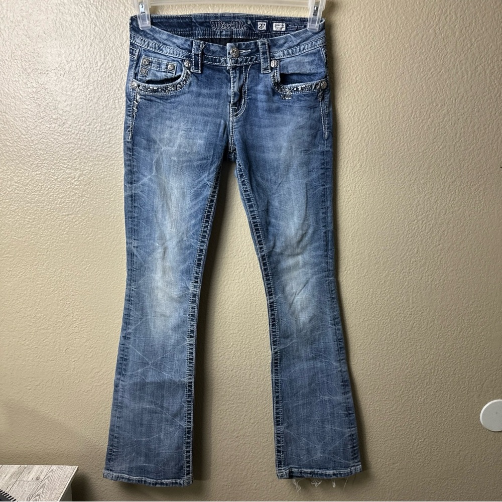 Miss Me Sz27 Denim Women's Bootcut Jeans Distressed Medium Wash Inseam 30